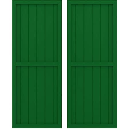 Americraft 6-Board Exterior Wood 2 Equal Panel Framed Board-n-Batten Shutters, ARW101BF621X62HGH